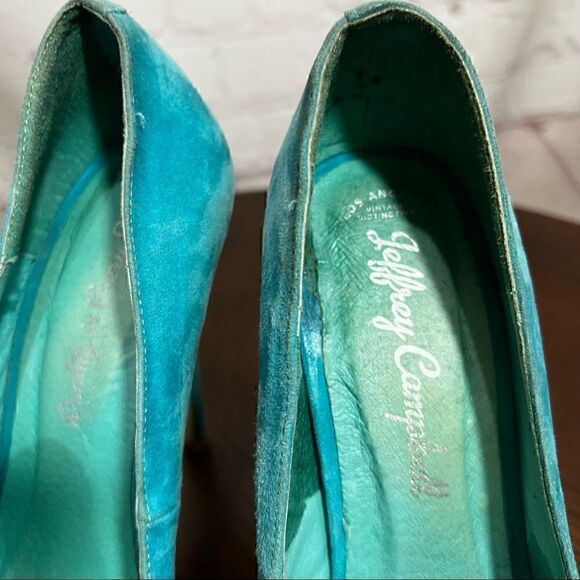 JEFFREY CAMPBELL blue suede heels.  Size 7 Vintage style GUC - Picture 5 of 11